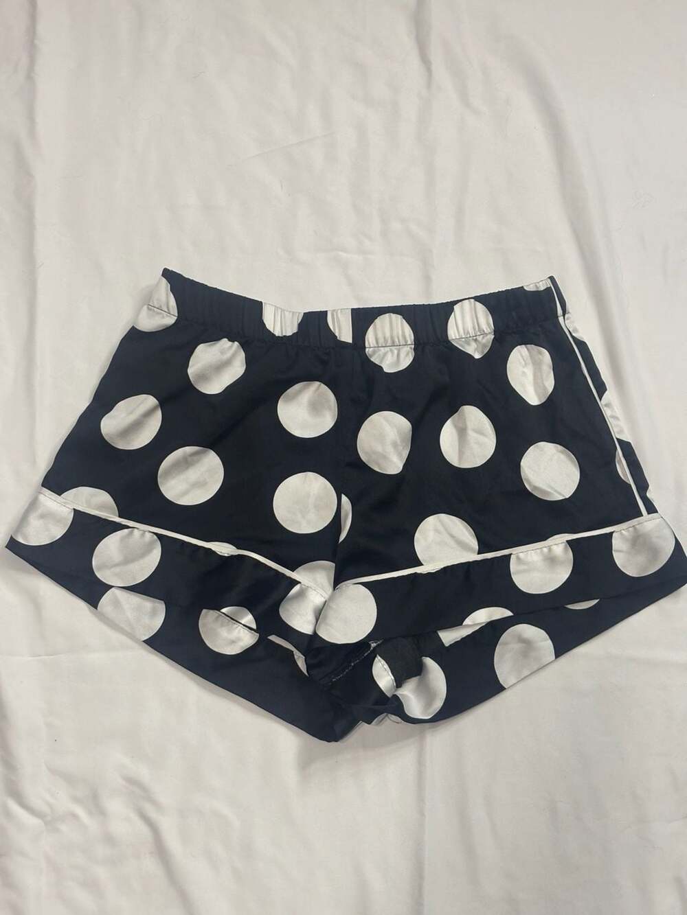 Victoria's Secret Polka Dot Satin Pajama Shorts Size XS Black White
